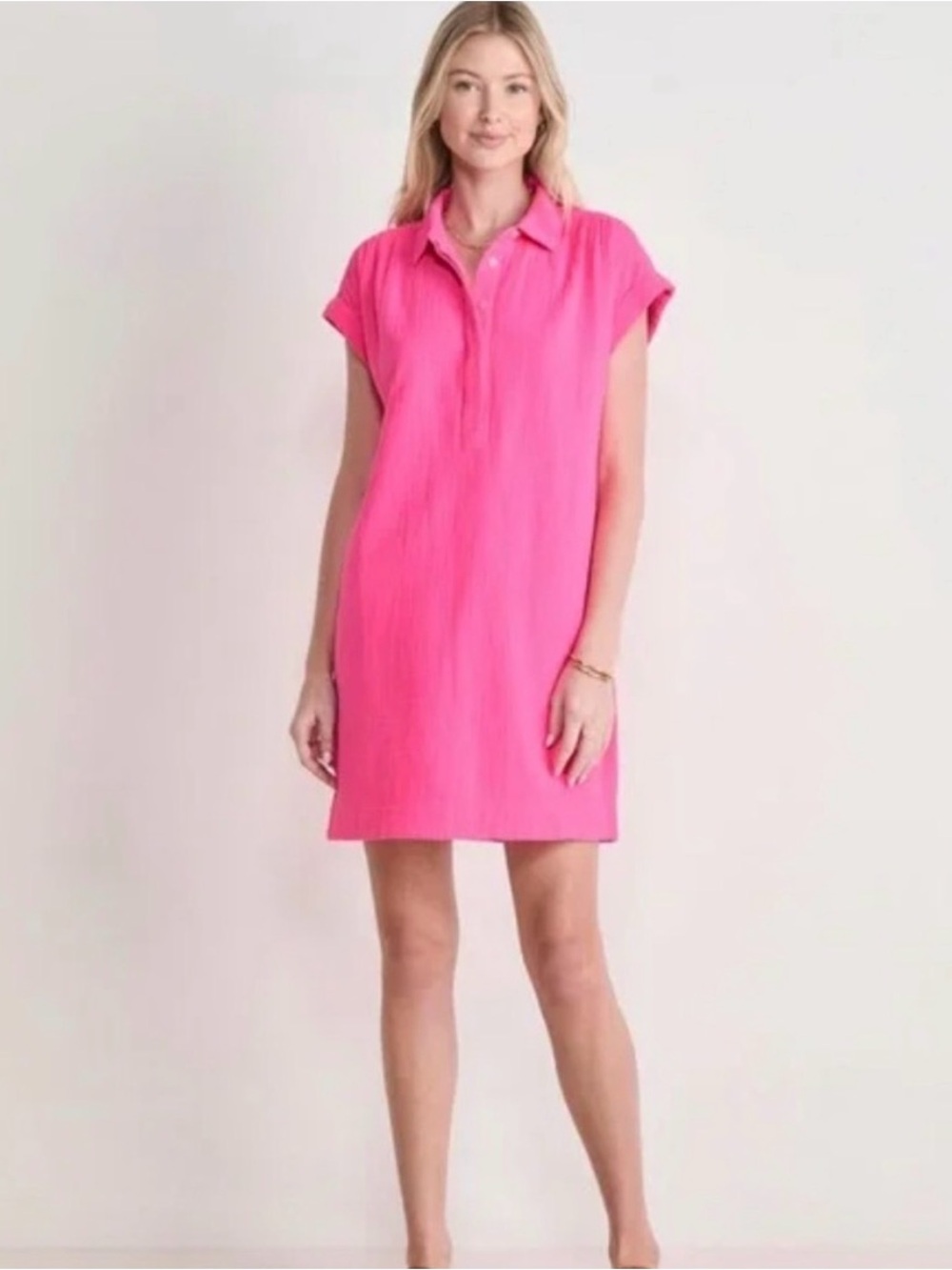 Vineyard Vines Margo Shirt Dress in Strawberry Moon Preppy Coastal